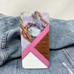 iPhone 6s Plus Case Gold Colorblock Geometric Cover NEW